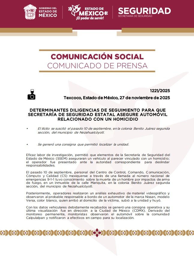 SS_Edomex's tweet image. #Texcoco || Resultado de las labores de investigación, la @EstatalEdomex aseguró un vehículo aparentemente vinculado con un homicidio; en la acción, se detuvo al conductor para deslindar responsabilidades.