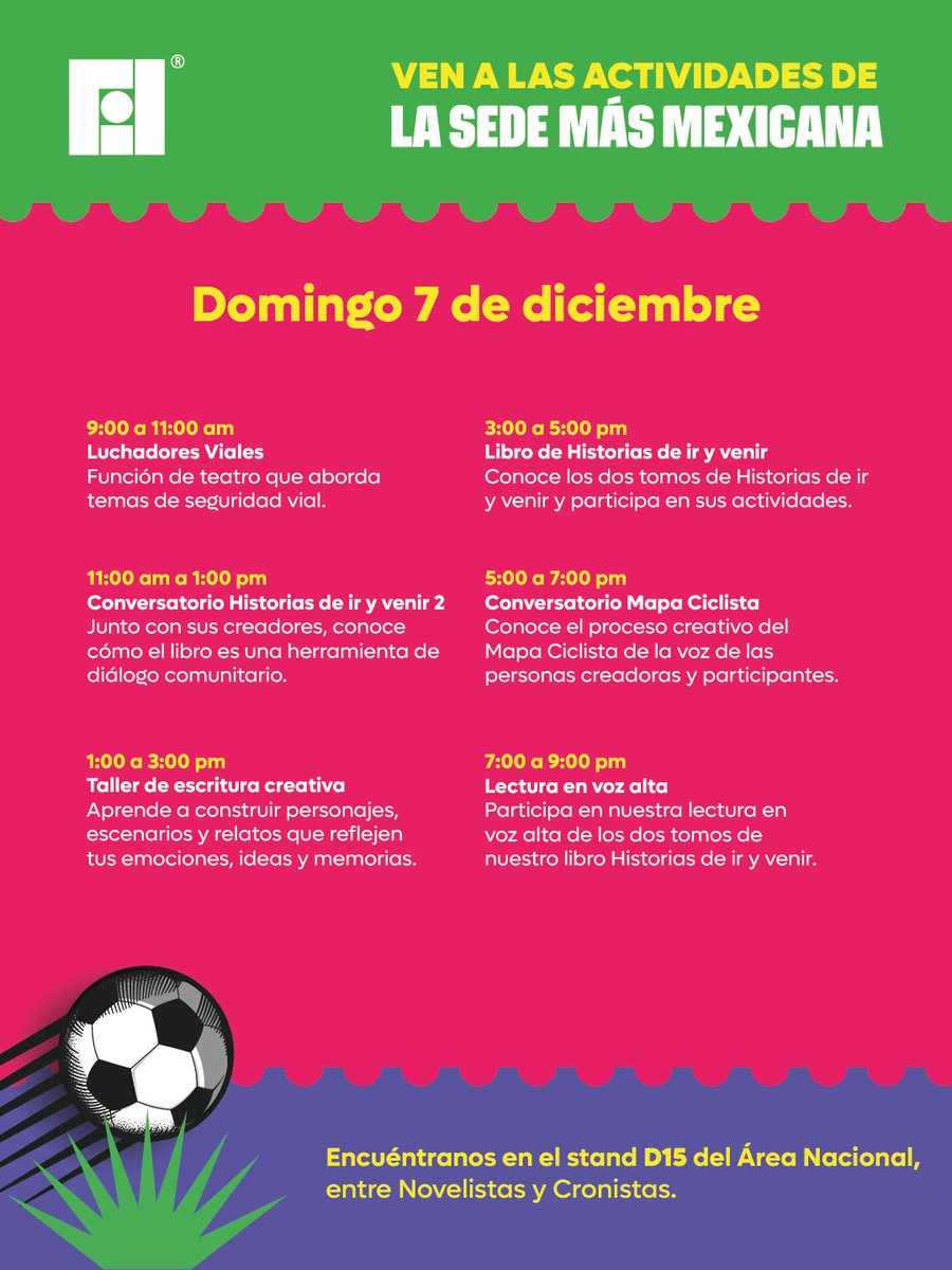 Te compartimos las actividades que tendremos durante la <a href="/FILGuadalajara/">FIL Guadalajara</a> .

¡Acompáñanos y disfruta de una experiencia para toda la familia!

📍 Área Nacional, stand D15

¡Te esperamos!