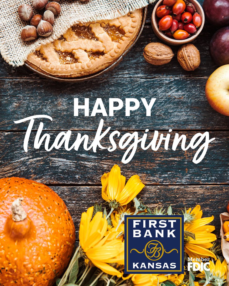 FirstBankKansas's tweet image. We’re thankful for more than just good food and family gatherings.

To our customers, neighbors, and communities across Kansas: thank you for trusting us, inspiring us, and allowing us to be part of your story.

Wishing you a joyful and safe Thanksgiving!