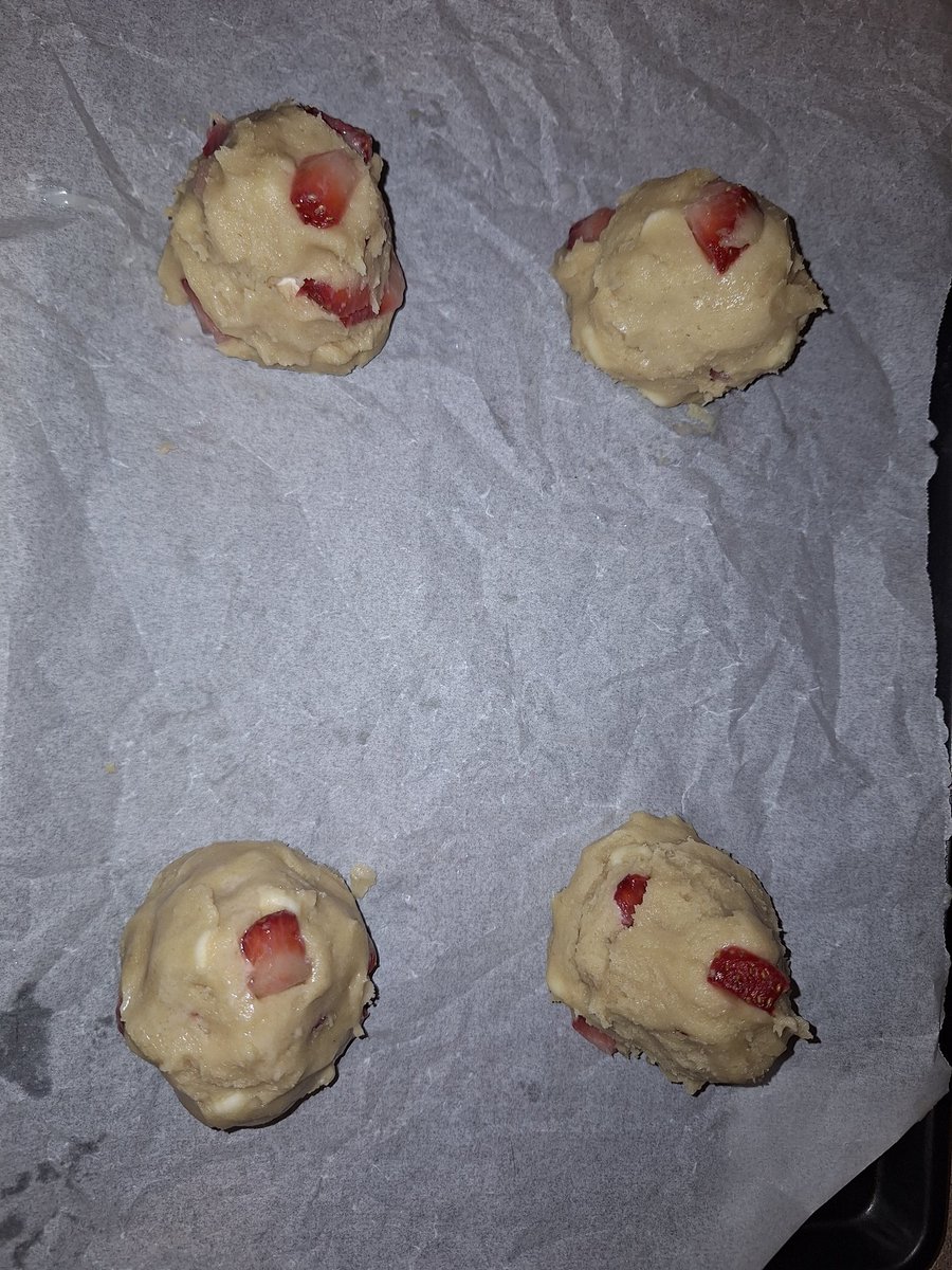 Strawberry Cheesecake Cookies going in!!!
