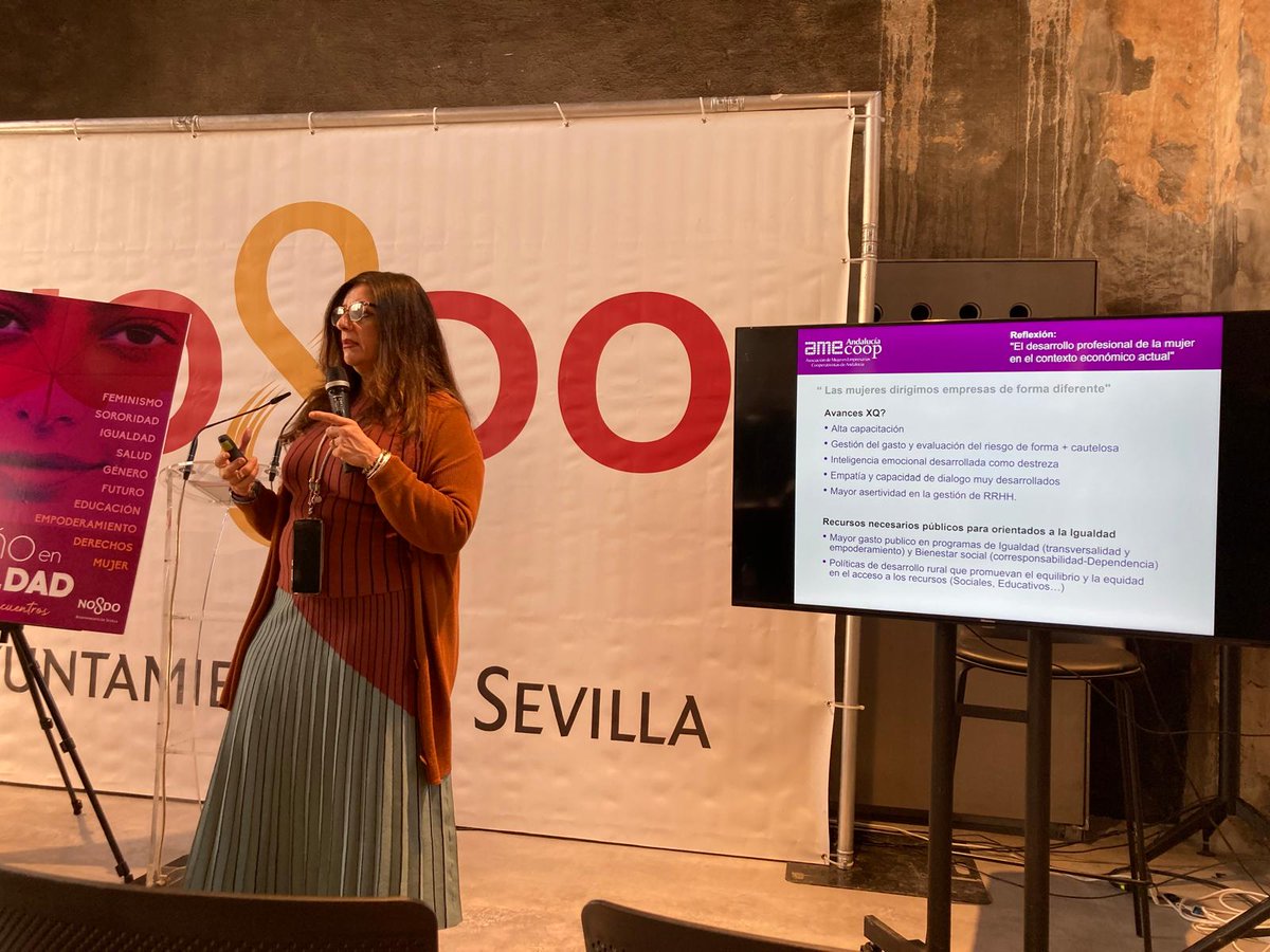 AMECOOP_'s tweet image. Sofia Kalas, coordinadora de AMECOOP Andalucía en Sevilla, participó en el programa &apos;Otoño en Igualdad&apos; 2025 del Servicio de la Mujer del Ayuntamiento de Sevilla con la ponencia &apos;Emprendimiento con rostro de mujer: empleo viable y de calidad&apos;.

#MujeresCoop #coop @Ayto_Sevilla