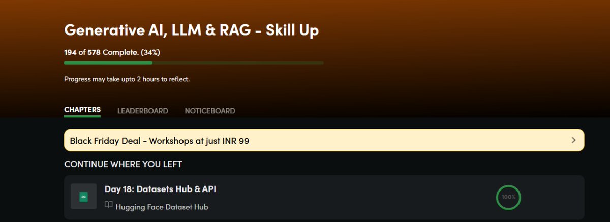 IamAni_0709's tweet image. 🎯 Nation SkillUp-Day 116!
Continued my Journey of GenAI. Learned about Datasets Hub &amp;amp; API of HuggingFace
🔗 Course: geeksforgeeks.org/batch/skill-up…
#Skillupwithgfg #Nationskillup #geeksforgeeks
@geeksforgeeks