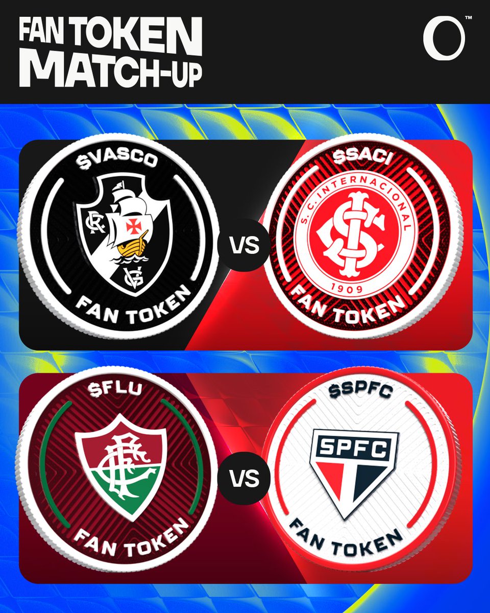 FanTokens's tweet image. 🇧🇷 Fan Token Match-Up: Brazil Edition

⚫⚪ $VASCO vs $SACI 🇦🇹
🇭🇺 $FLU vs $SPFC 🇾🇪

Different stadiums, same story: on pitch and on chain.