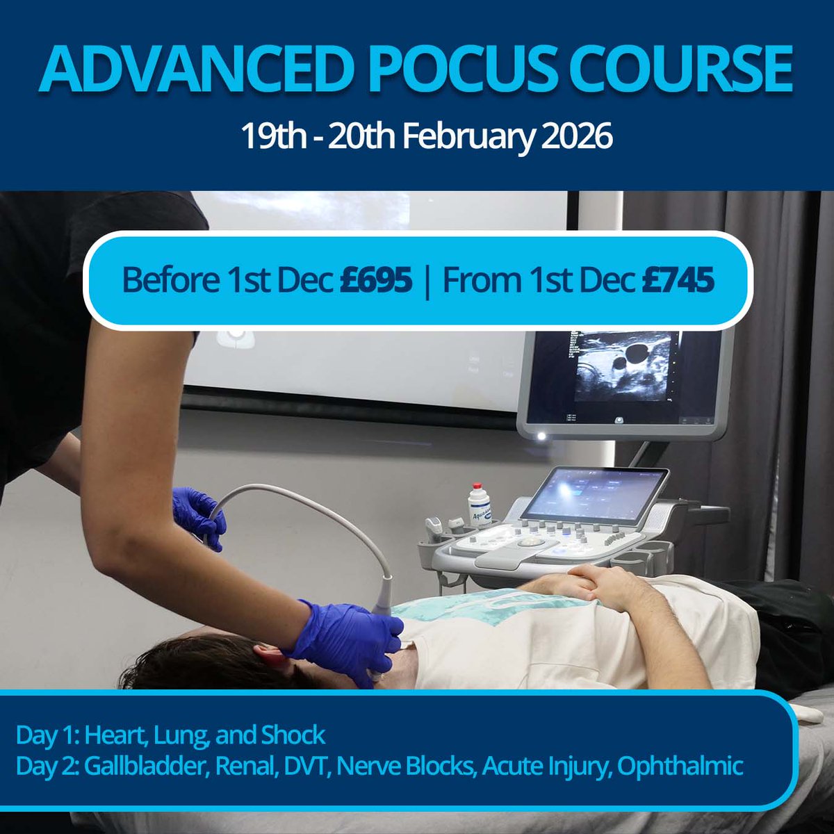 bromleycourses's tweet image. Just a quick reminder that there are only 3 days left to book our Advanced POCUS course for the current price of £695. 
The price will increase to £745 next Monday, 1st December.
Secure your place now: tinyurl.com/3erxtbxu

#ultrasoundcourse #AdvancedUltrasound #POCUS