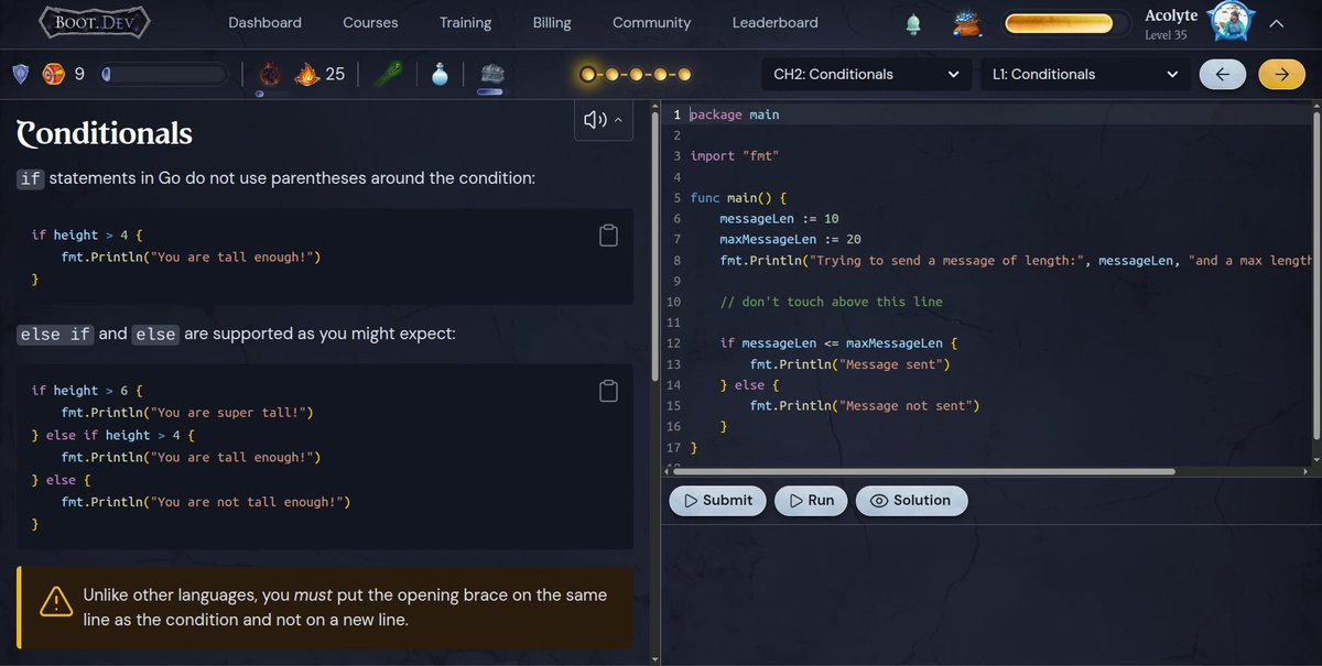 ZeeshanMakhtoor's tweet image. Day  25 of #100daysofcode learning Go,  finished the conditionals, starting with functions
learning backend from @bootdotdev

Bye bye         
 #LearnInPublic #backenddevloper