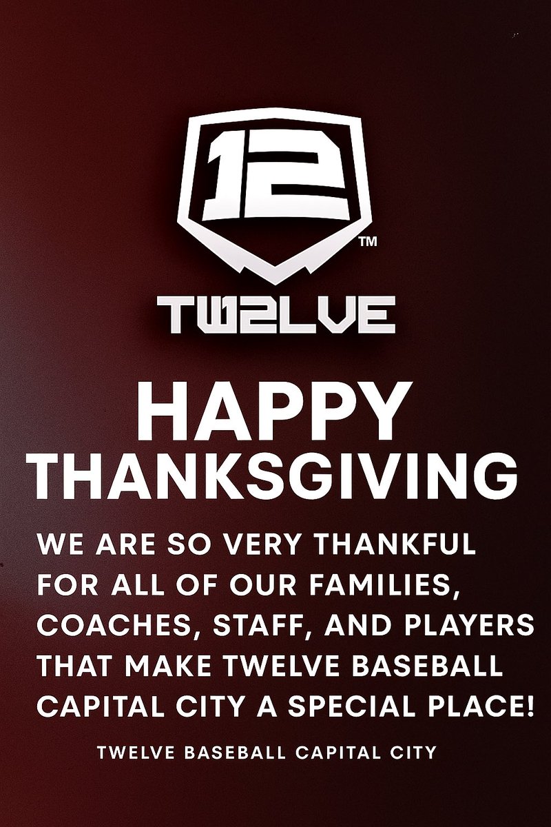 GPSTEXASBASEBA1's tweet image. We’re incredibly grateful for our amazing families, dedicated coaches, and hardworking players who make this community so special. Enjoy a day of rest, gratitude, and meaningful moments with those you love!

-Happy Thanksgiving from Twelve Baseball Capital City!…