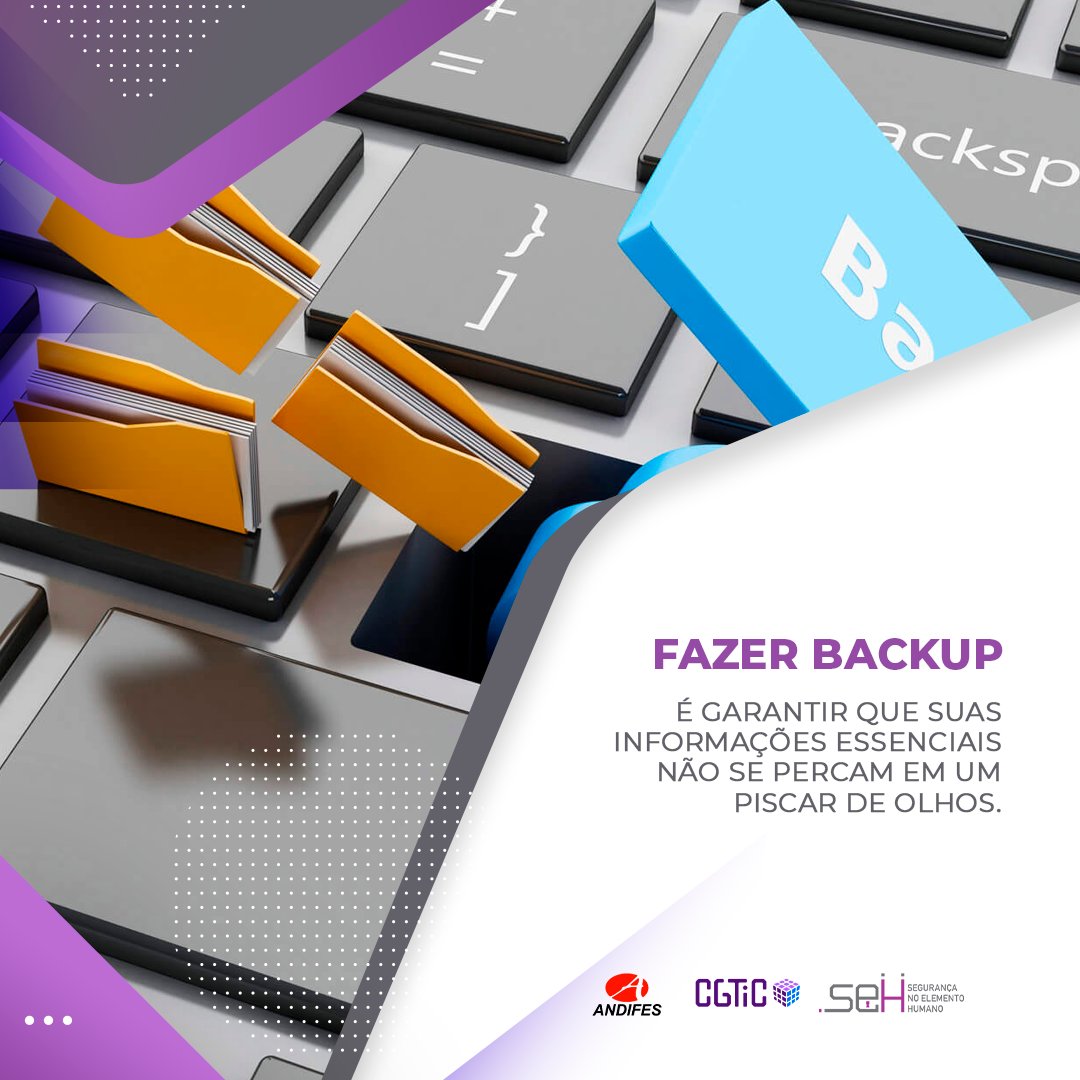 uflabr's tweet image. Você já parou pra pensar no quanto dependemos de arquivos digitais hoje em dia? Fotos, documentos, contatos, projetos… tudo pode ser perdido em segundos por uma falha no sistema, roubo, vírus ou até mesmo um simples descuido.

#backup #segurançadedados