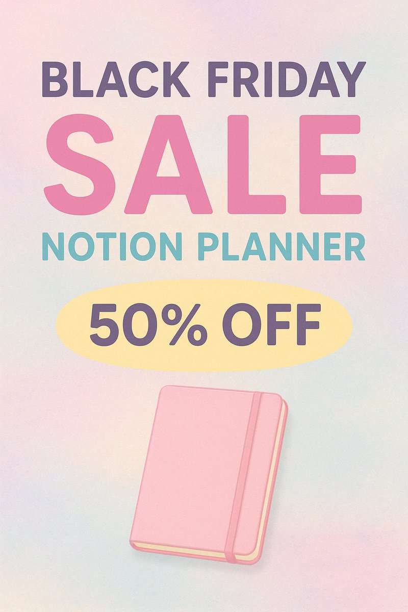 noteden59's tweet image. 🎉 BLACK FRIDAY IS LIVE!
For 24 hours only — all my Notion templates &amp;amp; digital planners are 50% OFF 🔥
Create your most organized and productive year ever.
💗 Code in the comments!
gum.co/u/wakeijak

#BlackFriday #NotionTemplate #DigitalPlanner #Gumroad