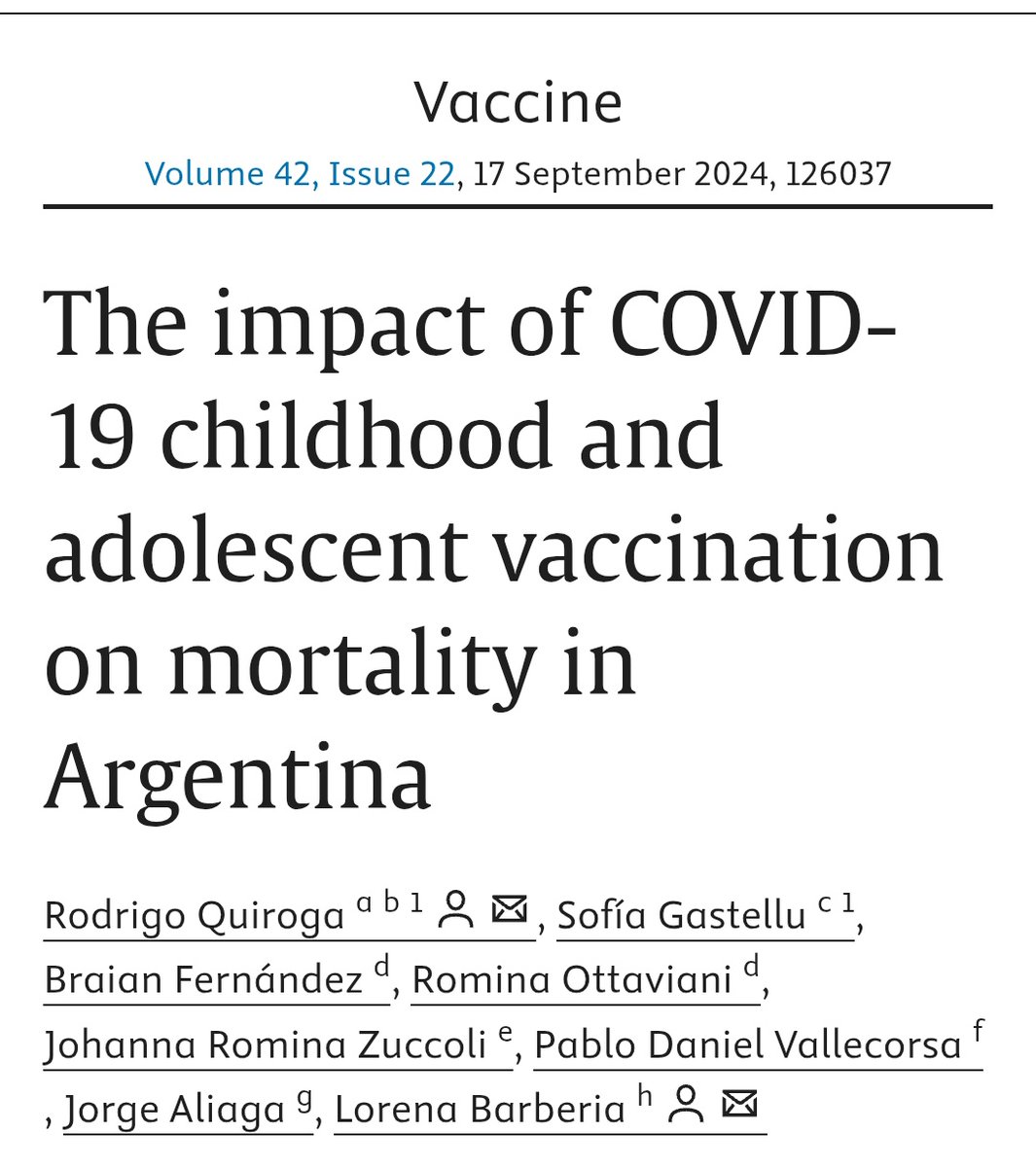 <a href="/MichaelKau40226/">Dr Kaufmann</a> Hola estimado! Gracias por preguntar! Soy primer autor de un trabajo publicado en Vaccine el año pasado donde mostramos como la vacunación covid redujo la mortalidad en niños y adolescentes. ☺️☺️☺️