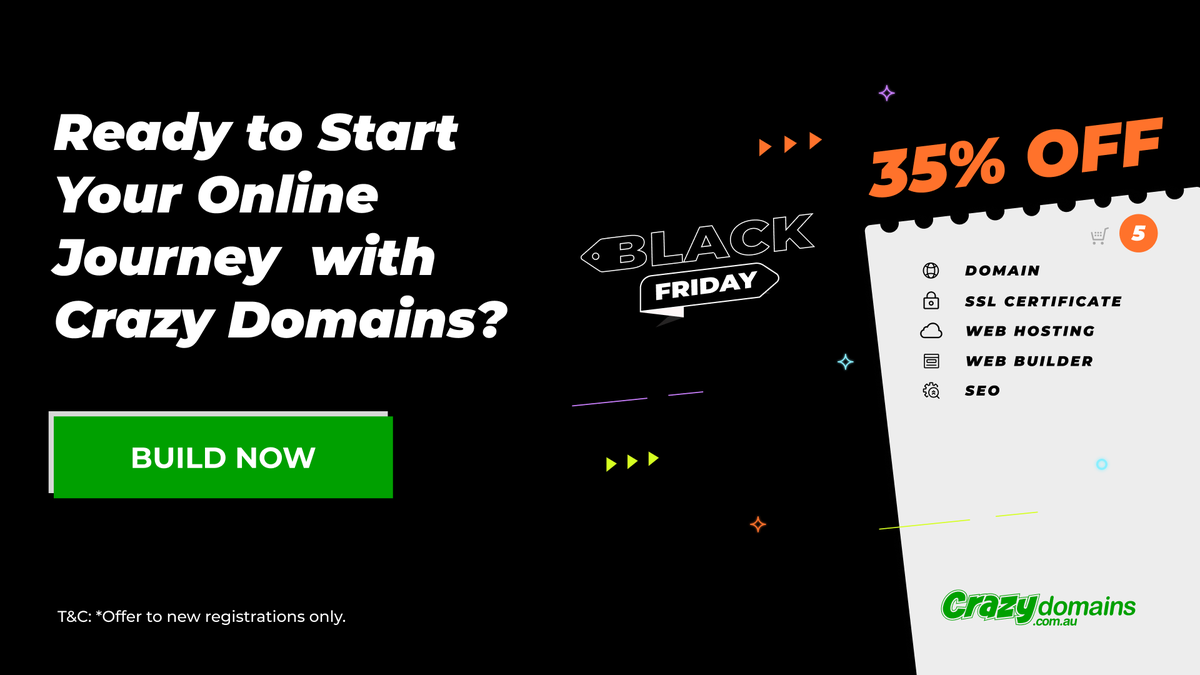 FlyingSoloAU's tweet image. Build big, spend small with the @CrazyDomains Black Friday sale, on now! Mix and match your favourite solutions to launch your dream business online. Stack 5 or more essentials and get up to 25% off.

Stack &amp;amp; save now at crazydomains.sjv.io/c/5489751/3396…