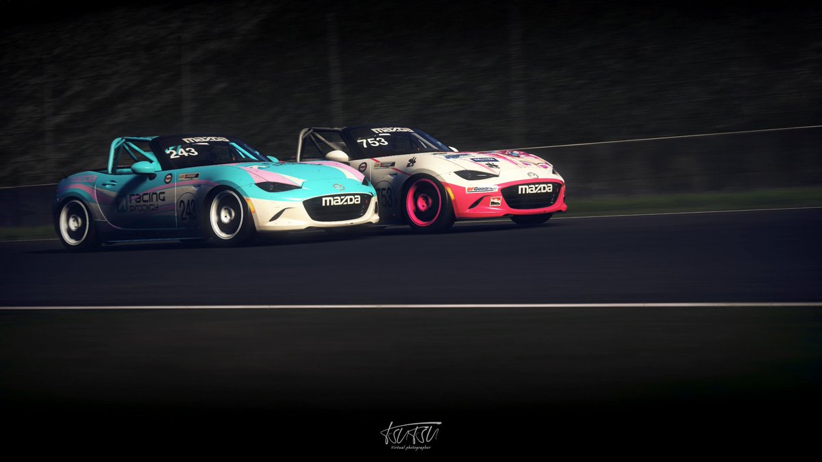 今週最後の写真は、そーげつ(<a href="/sougetsu753/">そーげつ@ゔぁーちゃるようじょおいたん【へっぽこシムレーサー見習いVTuber】</a>)さんとの1枚📸

昨日の写真とは違って、コントラスト強めでクールな感じに。

一昨日のEnjoyRaceでの超接近戦バトル、めっちゃ楽しかった😌
#iRacing