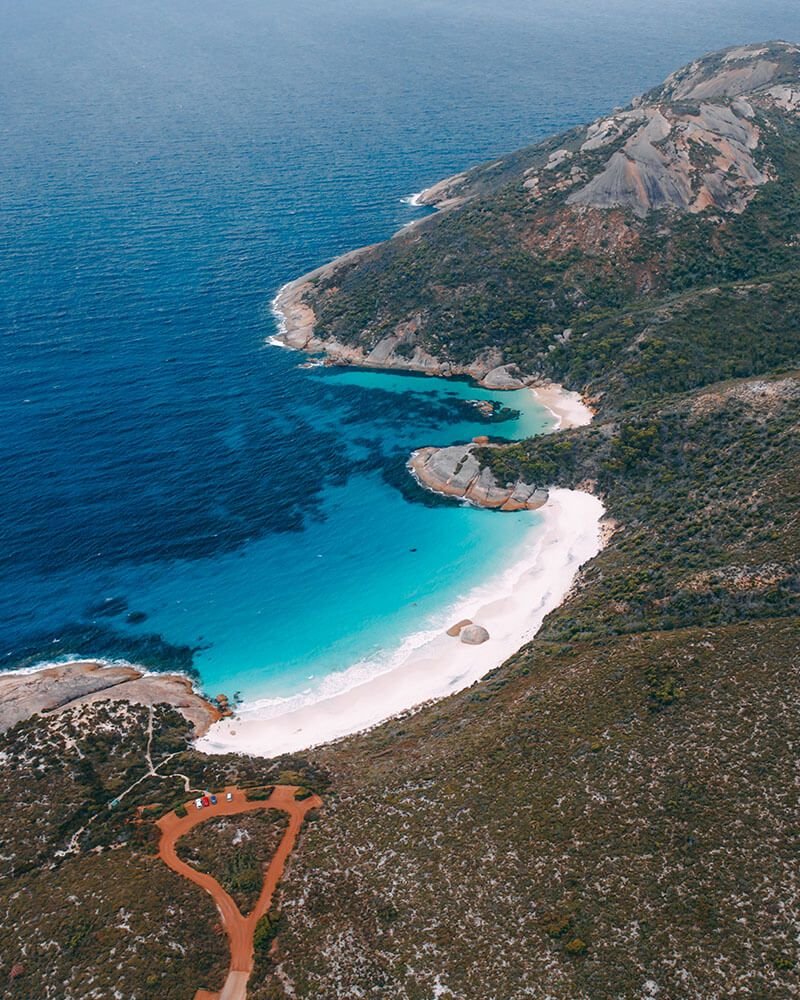 Australia.
Little Beach WA is a picturesque and popular beach located in the Two Peoples Bay Nature Reserve, near Albany on the south coast of Western Australia. It is frequently cited as one of the state's most beautiful beaches, known for its white sand, calm turquoise waters.