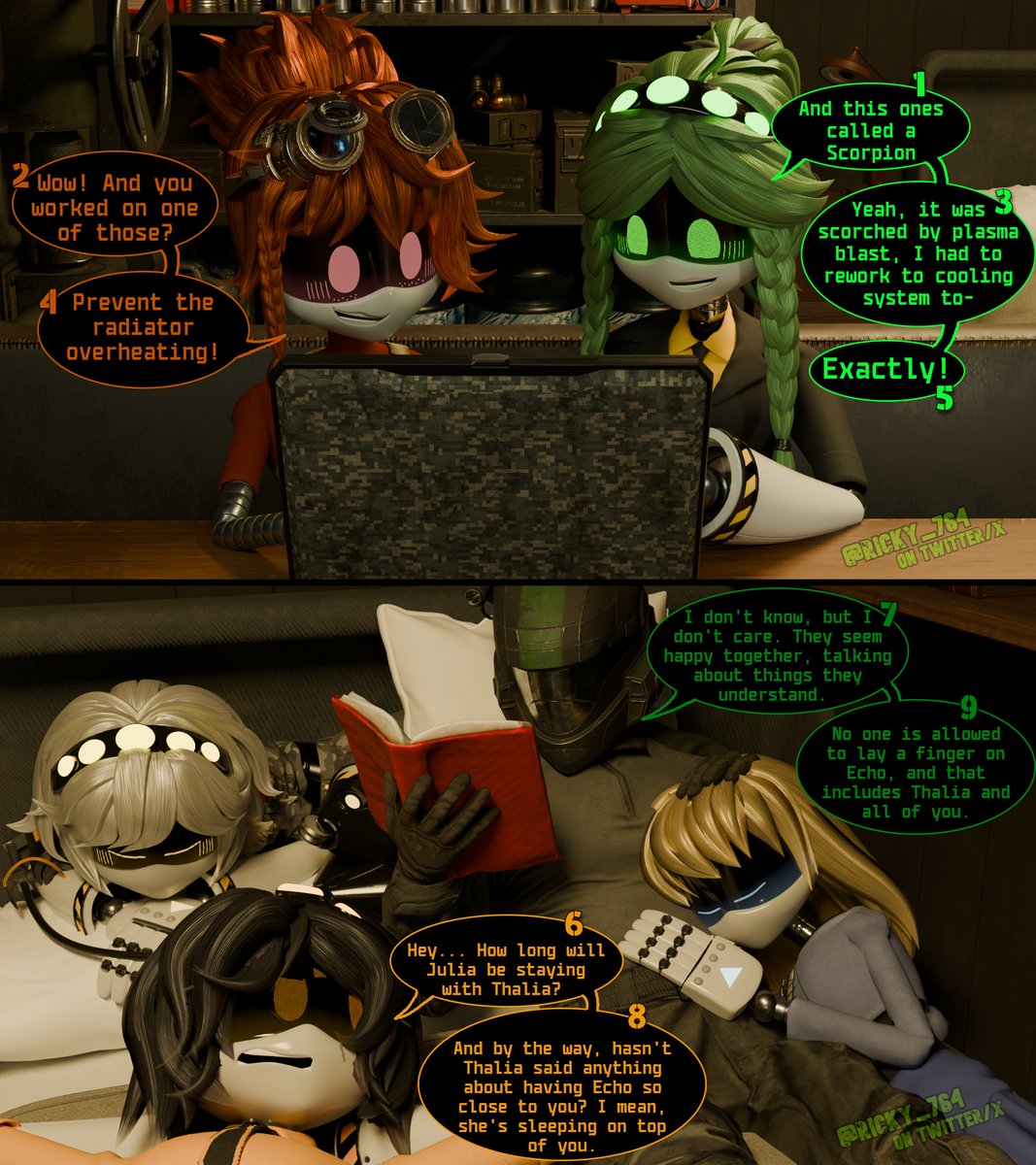 "Nerds talk, rest for the others." 
Official Mini-comic of Project: Lights Out 💡

#MurderDrones #ODST #Halo #mdtwt #ProjectLightsOut #SerialDesignationV #SDV