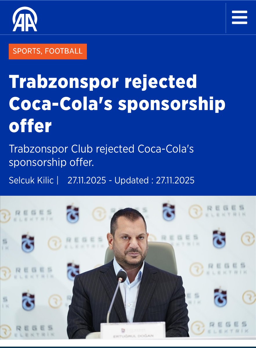 AbubakerAbedW's tweet image. .@TrabzonsporEN has rejected a @CocaCola’s sponsorship offer in support of Palestine. The president of the club said, “What happened in Palestine and Gaza is clear…my heart didn’t give way to such a deal” 

Massive respect and love❤️🇵🇸. Boycott Coca-Cola!