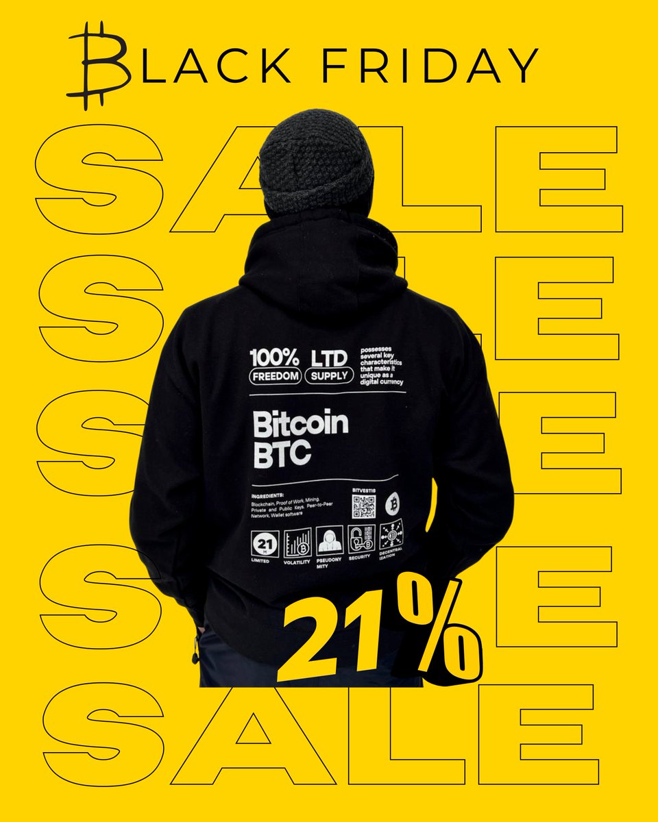 BLACK FRIDAY ist da! 🔥
-21% auf ALLES – nur bis Montag!
#bitcoin #btc #satoshi 

Shop: bitvestis.de 🧡