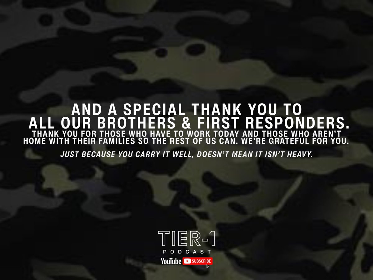 TheTier1Podcast's tweet image. From all of us here at The Tier1 Podcast. We can’t thank you enough. You’re the reason why we’re here.

#cag #deltaforce #specialforces #greenberet #tier1 #veteran #podcast #veteranpodcast #military #lawenforcement #firefighters #paramedics #ems