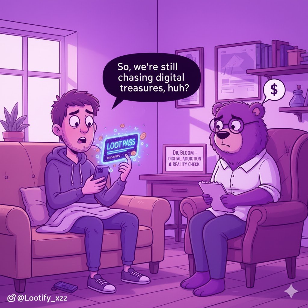 Rod21834084's tweet photo. @Lootify_xyz My therapist told me to stop chasing digital treasures... then @Lootify_xyz dropped this. Guess I need a new therapist. Worth it for the pass! https://t.co/AitDtBLOFD