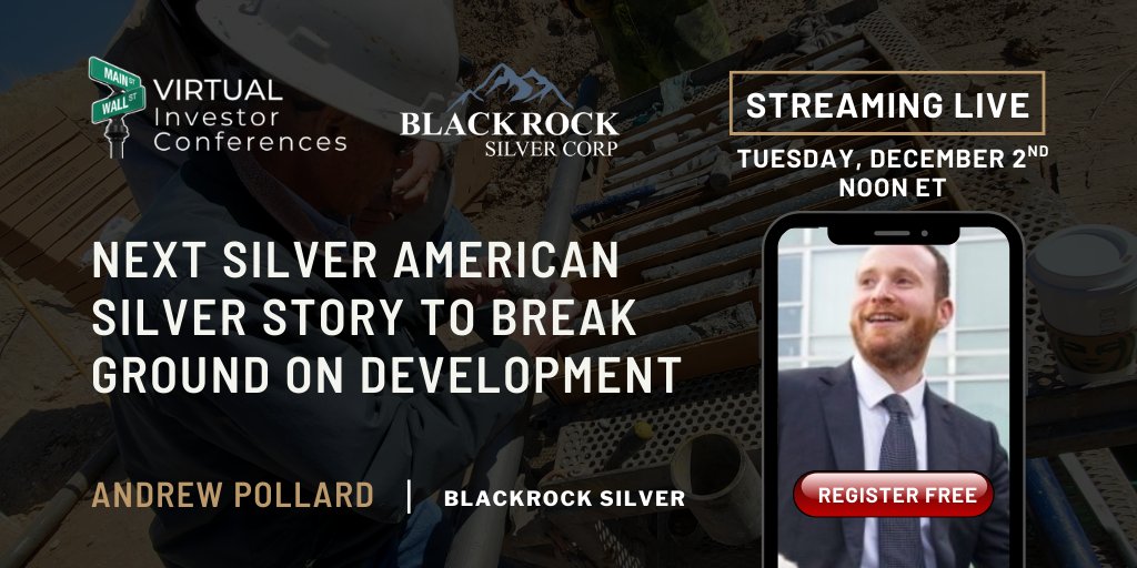 📣 Blackrock Silver (TSXV: $BRC.V | OTCQX: $BKRRF | FSE: AHZ0) is presenting at the Virtual Investor Conference!

Join CEO Andrew Pollard for a deep dive into one of the most exciting development-stage silver projects in the Americas — the Tonopah West project in Nevada.

💥 Why