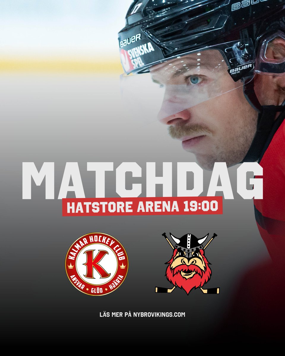 Superfredag och dags för bortamatch mot Kalmar HC i Hatstore Arena! Vi åker österut med 2 raka segrar i ryggen.

Läs mer inför matchen: tinyurl.com/inforkhcihatten

Stöd oss digitalt! Köp en digital Halva potten-lott (för dig i Nybro kommun) clubs.clubmate.se/nybrovikings/