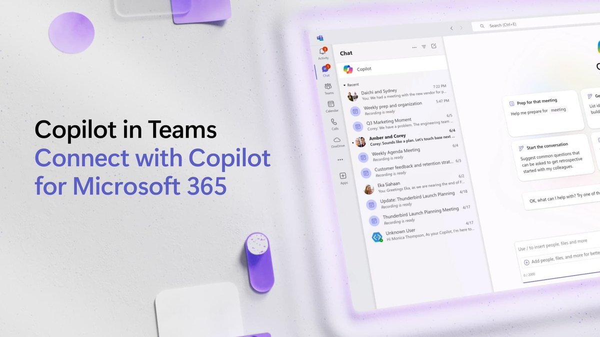 🧠✨ Copilot just levelled up in Teams!

👥 Add it to group chats
📝 Summarise convos
📅 Build agendas
📂 Pull insights from docs + 🌐 web
 
🔗 lnkd.in/gDfcPYpK
#Copilot