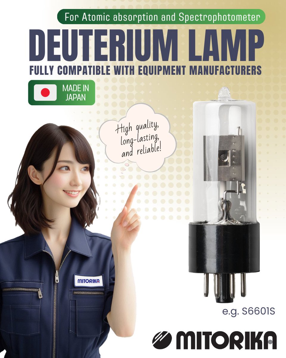 mitorika_'s tweet image. Deuterium lamps manufactured by Mitorika are fully compatible with those of analyzer manufacturers. They can be used by Shimadzu, Agilent, Thermo Fisher, KLA etc. They are of high quality and stability, and have a long service life. Try our high quality lamps made in Japan. #hplc