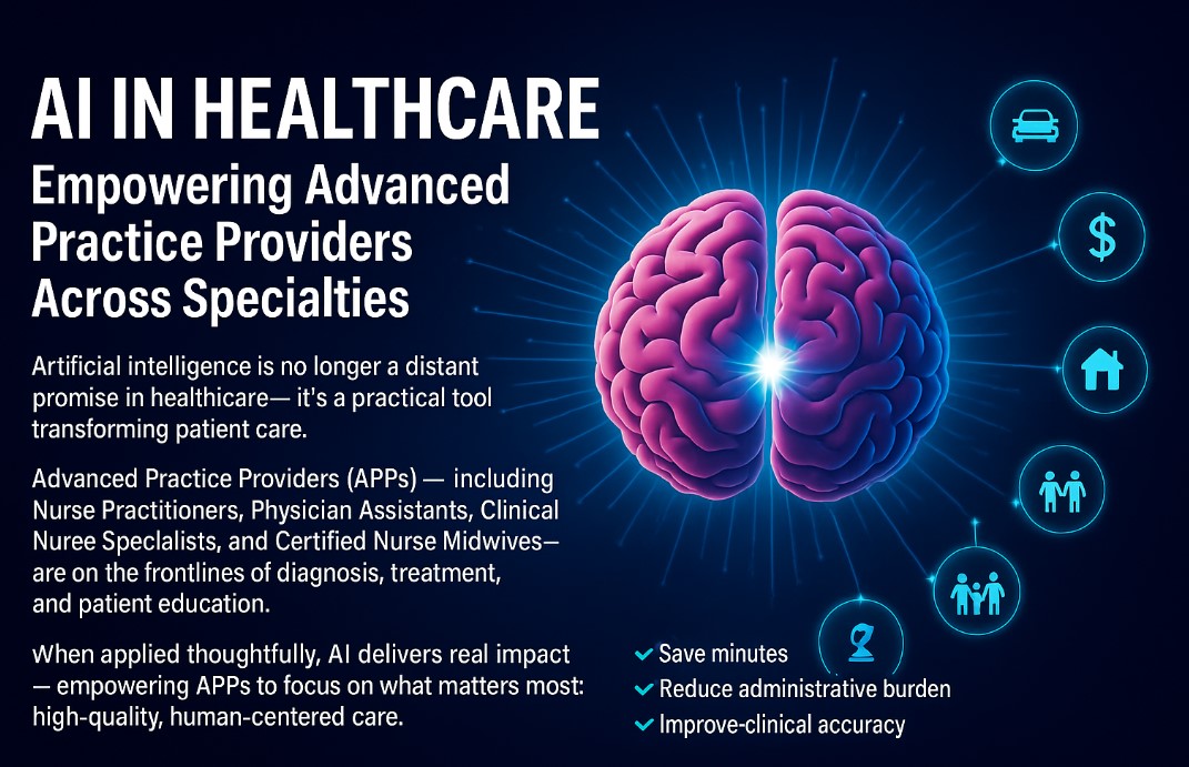 SparkmindToken's tweet image. AI in healthcare isn’t sci-fi anymore—it’s bedside.

From NPs and PAs to clinical nurse specialists, advanced practice providers are using AI to:
• save minutes every visit
• cut documentation overhead
• improve diagnostic accuracy #AIinHealthcare #HealthTech #MedTech…