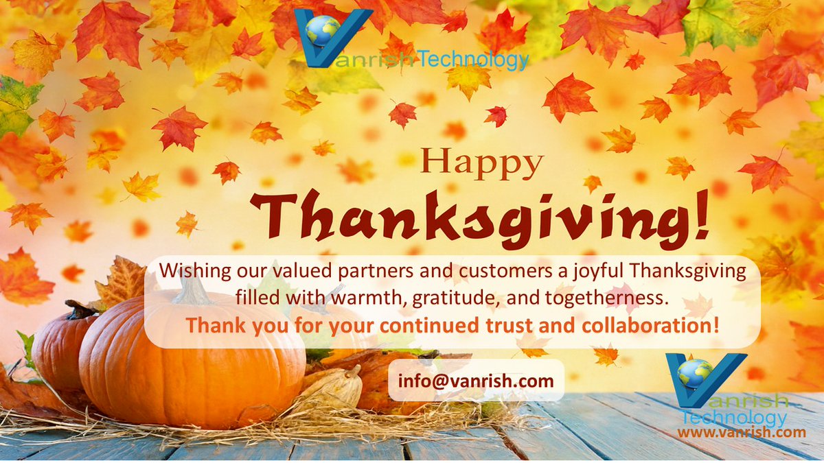 VanrishTech's tweet image. 🍂 Happy Thanksgiving! 🍂
🍁 Gratitude &amp;amp; Growth: Fueling Our Journey Together This Thanksgiving!
🧡 Warmest wishes for a joyful and gratitude-filled holiday.
-from Vanrish Technology Team

#thanksgiving #happyholiday #thanksgivingday #Gratitude #Partnerships #CustomerAppreciation