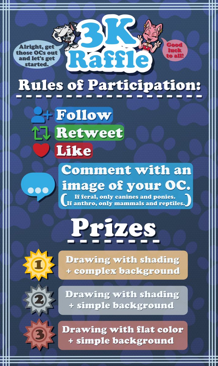 Okay, here's the raffle again. Let's hope the algorithm doesn't sabotage it this time. 
Please, one OC per person and SFW images only. I'll attach sample images of my drawings below 👇
I'll close entries in 48 hours, and then I'll announce the winners. Good luck to everyone!