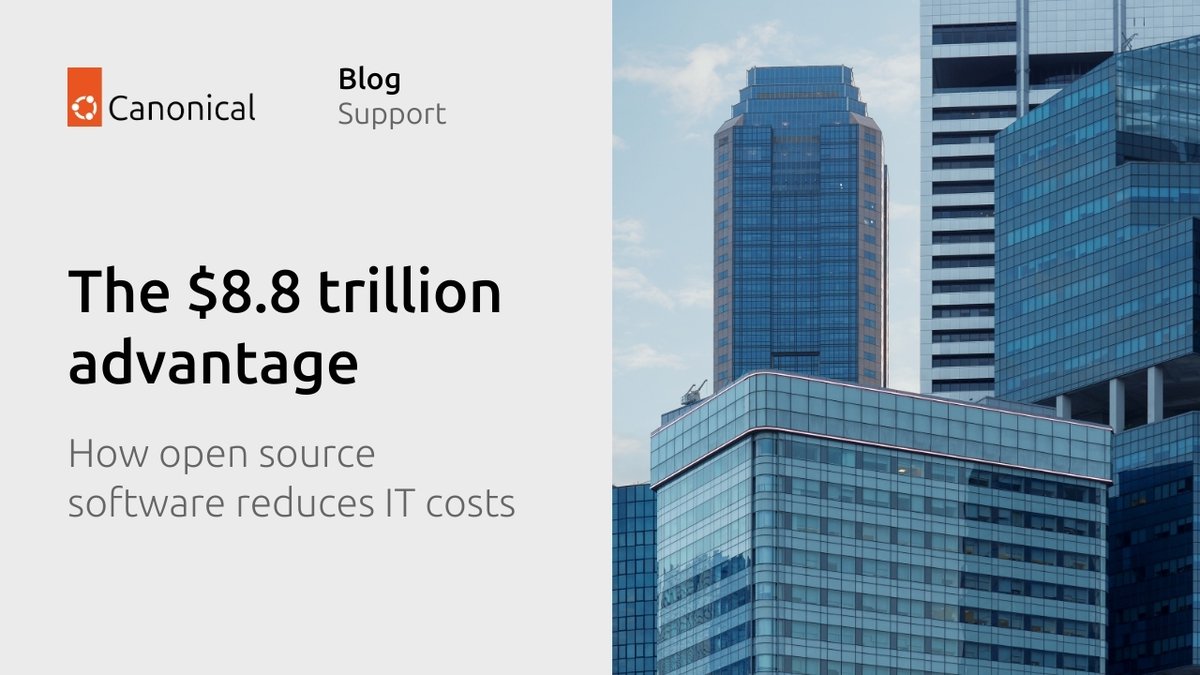 Canonical's tweet image. How open source reduces costs 👇:

🔶 No per-seat licensing
🔶 Modular adoption
🔶 Shared innovation
🔶 Interoperability and no lock-in

Read the blog: canonical.com/blog/the-8-8-t…

#Ubuntu #Linux #Support #OpenSource