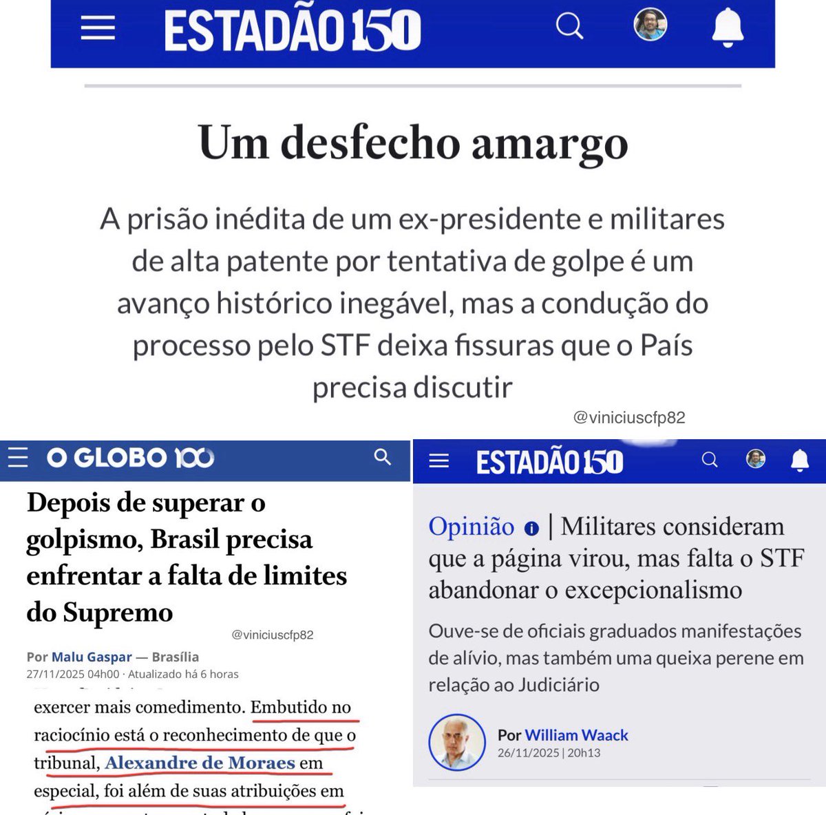 Após a prisão de Bolsonaro, começou-se a cobrança pela retomada da normalidade no STF. Talvez seja tarde demais para essa cobrança oportunística. Os aplausos duraram demais.