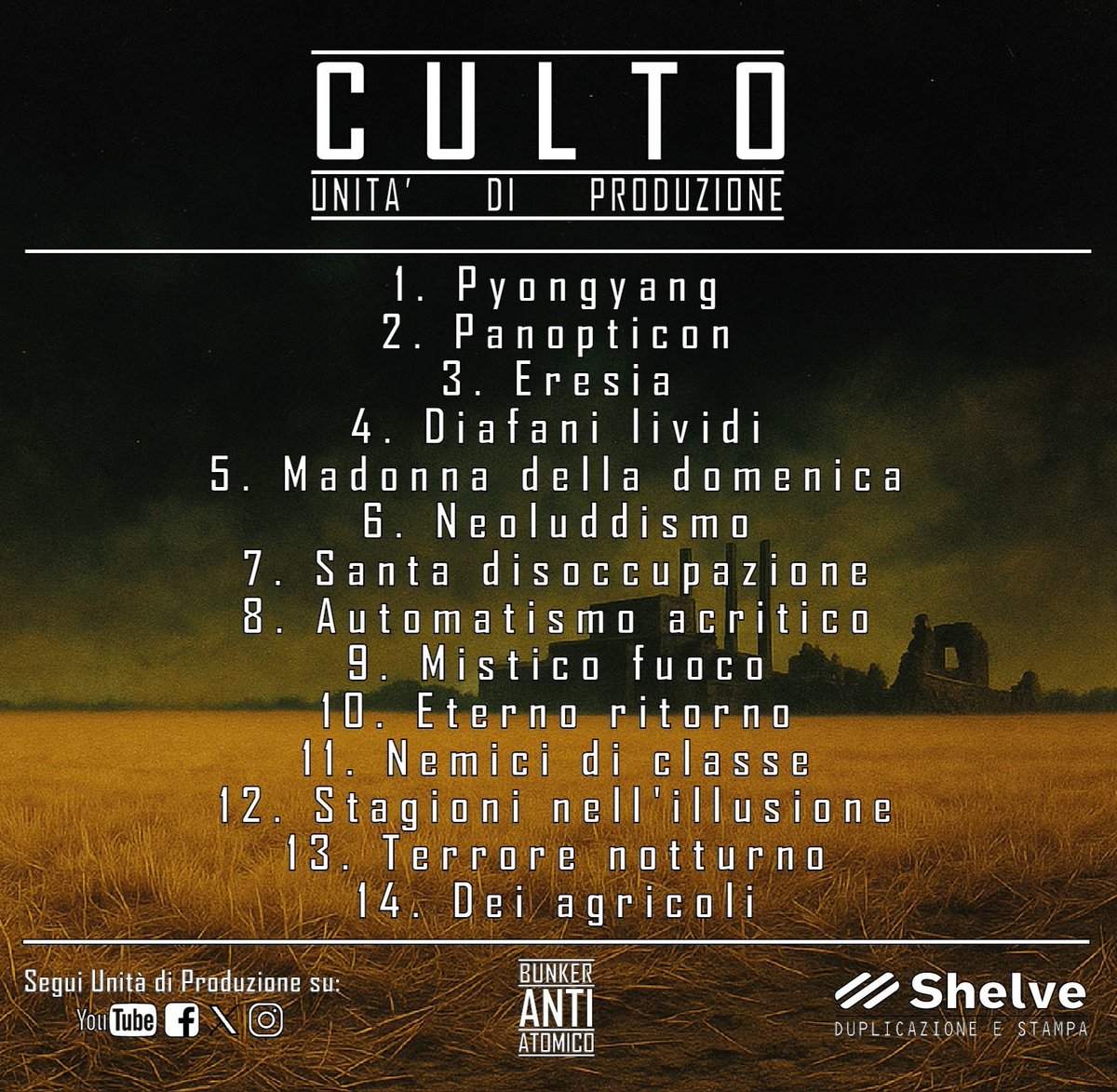 __UdP__'s tweet photo. 💿 CULTO è il nuovo album di Unità di Produzione.

📅 Disponibile da domani, 28 novembre 2025, su tutte le principali piattaforme di streaming.

↪ Nell'attesa ecco a voi la tracklist

🎧 Pre-Save Link ➡ https://t.co/BhiqsoalTI

#musicaemergente #rockalternativo #newalbum https://t.co/GVStXX0Tw7