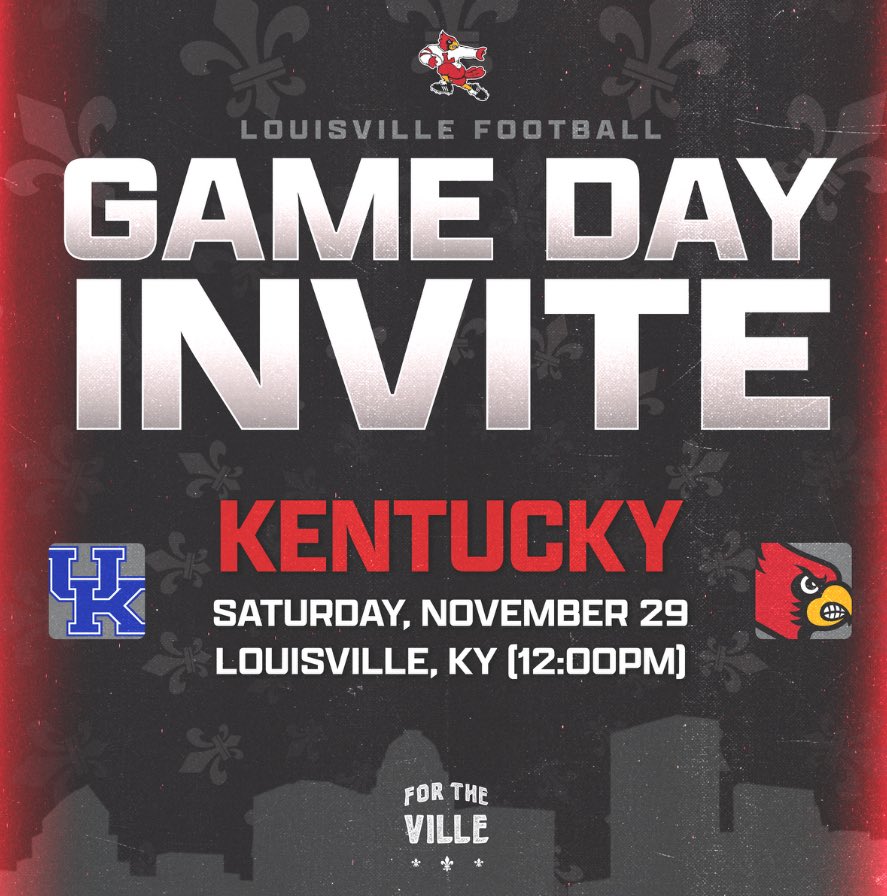 Excited to be back at Louisville this week as they play Kentucky. <a href="/Coach_RWallace/">Coach Ryan Wallace</a> <a href="/WBramel/">Coach Will Bramel</a> <a href="/pete_nochta13/">Pete Nochta</a> <a href="/vincemarrow/">CoachMarrow</a> <a href="/jdemling/">Jody Demling</a> <a href="/UofLRecruiting1/">UofL Recruiting</a> <a href="/ConnorStanleyX/">Connor Stanley</a> <a href="/ULFBRecruiting/">Louisville FB Recruiting</a> <a href="/TrinityHSFB/">Trinity HS Football</a> <a href="/JonHilbert23/">JonHilbert</a>