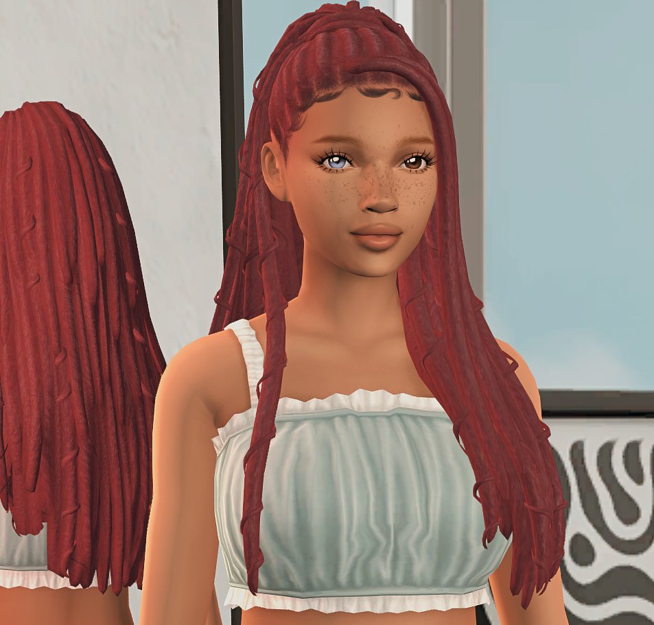 RemmysUF0's tweet image. I did finish ragatha but didn&apos;t get pics, and im currently cc shopping for Jax, but here&apos;s their faces! 

For Rags just pretend the colored eye is a prosthetic. 
And then have a little Mia in her froggy outfit