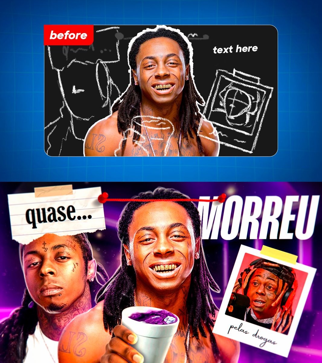 CaikoDesigns's tweet image. Youtube thumbnail design  🎨
➞ Before &amp;amp; after