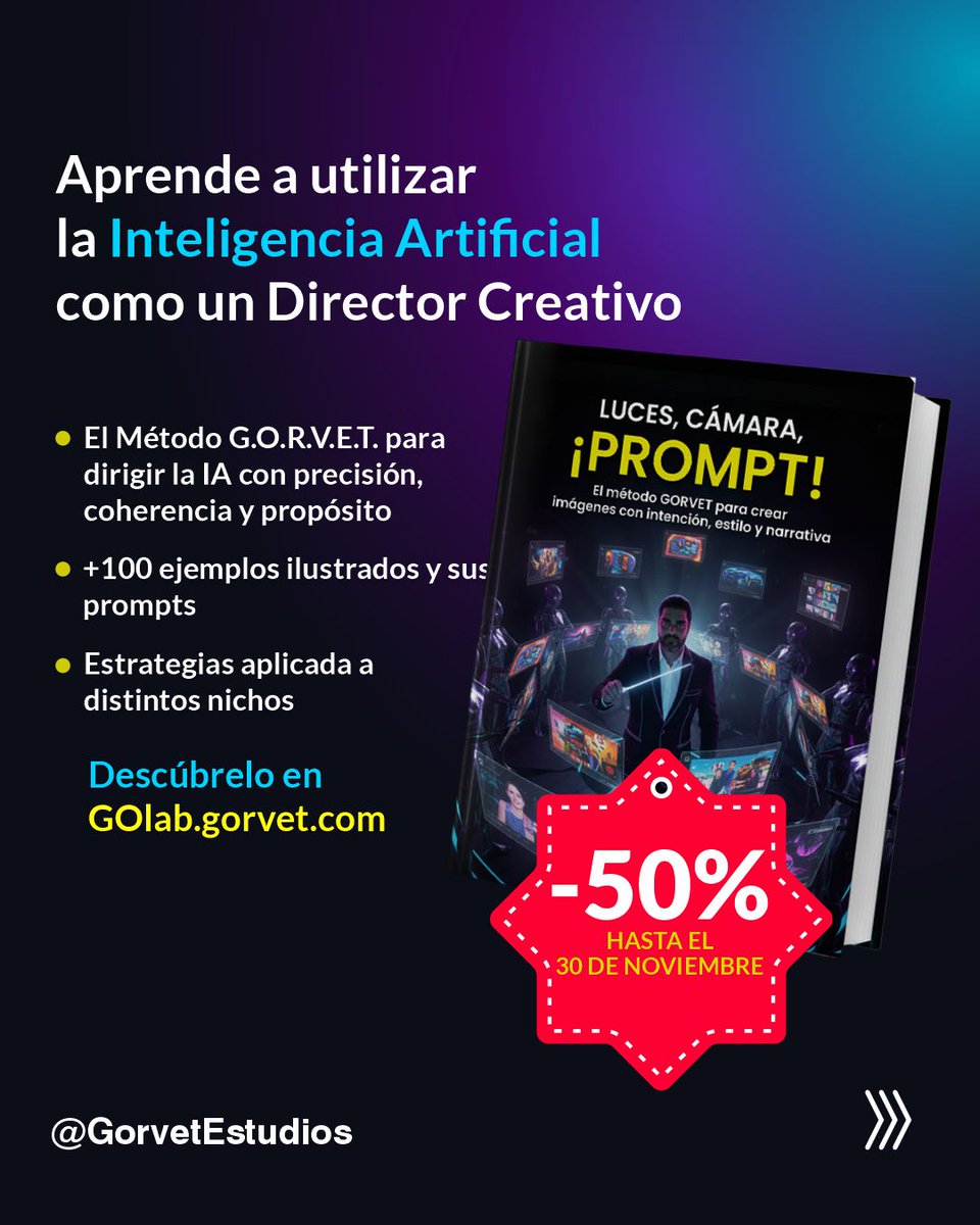 👉 Descubre muchas otras aplicaciones como esta en mi libro “Luces, Cámara, ¡Prompt!”
🔗 Disponible en golab.gorvet.com (no te pierdas el 50% de escuento)