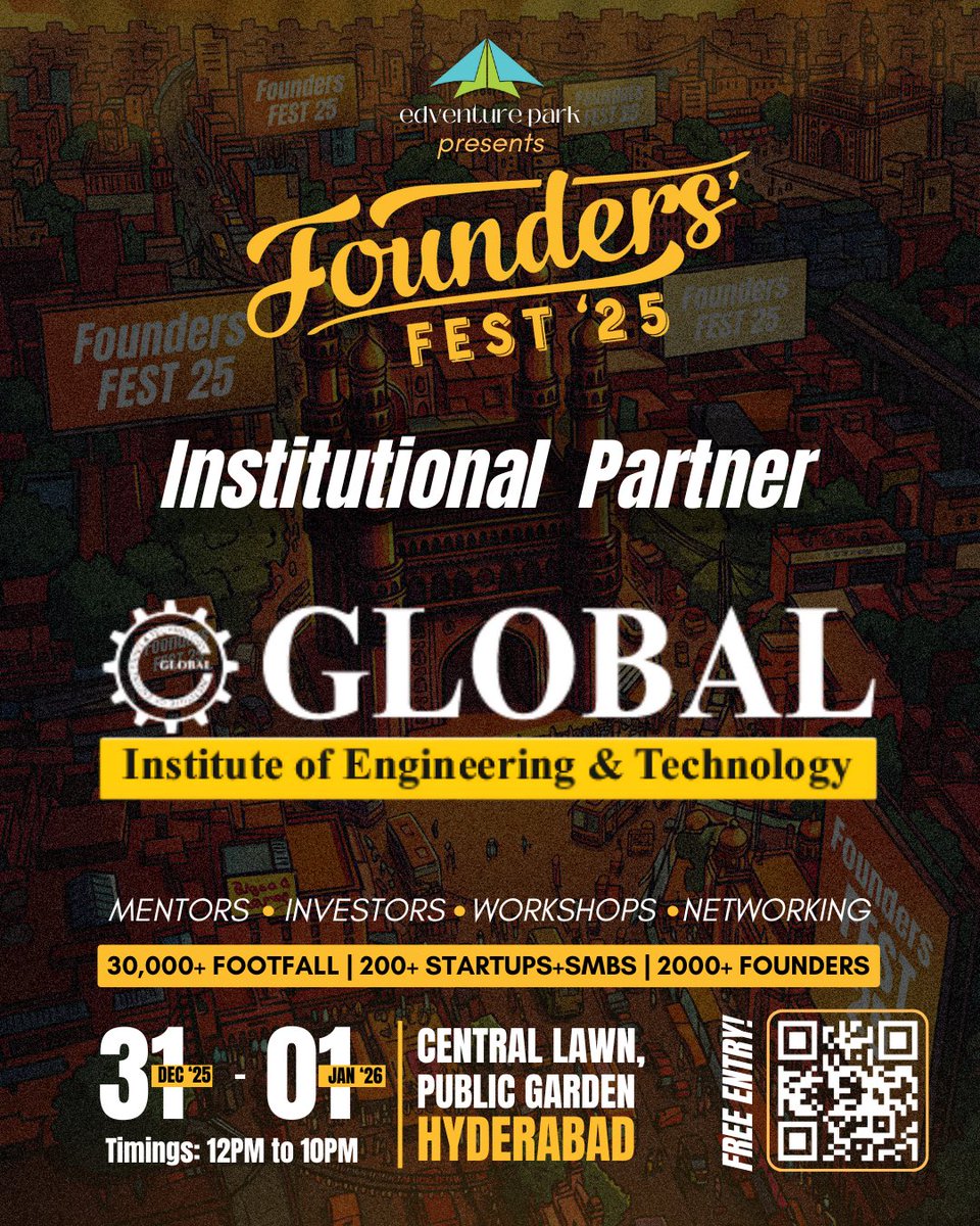 _foundersfest's tweet photo. A statement move from a visionary institution.
Global Institute of Engineerning and Technology joins Founders’ Fest 2025 as our very first institutional partner.

#FlyWithEVP #FoundersFest https://t.co/zmrujaQslj
