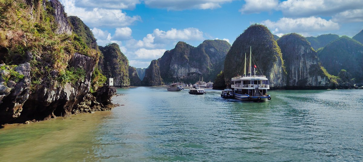 TravelVibesHB's tweet photo. 🌊 Ha Long Bay, Vietnam 🇻🇳  
Where emerald waters meet towering limestone cliffs—every turn feels like a painting brought to life. ⛵✨  
#HaLongBay #VietnamTravel #TravelVibesHB #CinematicShot #NaturePhotography https://t.co/YiWek8rmH8