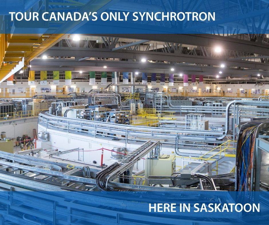 CanLightSource's tweet image. Take a tour of Canada&apos;s synchrotron in Saskatoon! Here, researchers explore materials using intensely bright light and make discoveries in health, agriculture, environment, and advanced materials research. Get free tickets: bit.ly/3v251ko