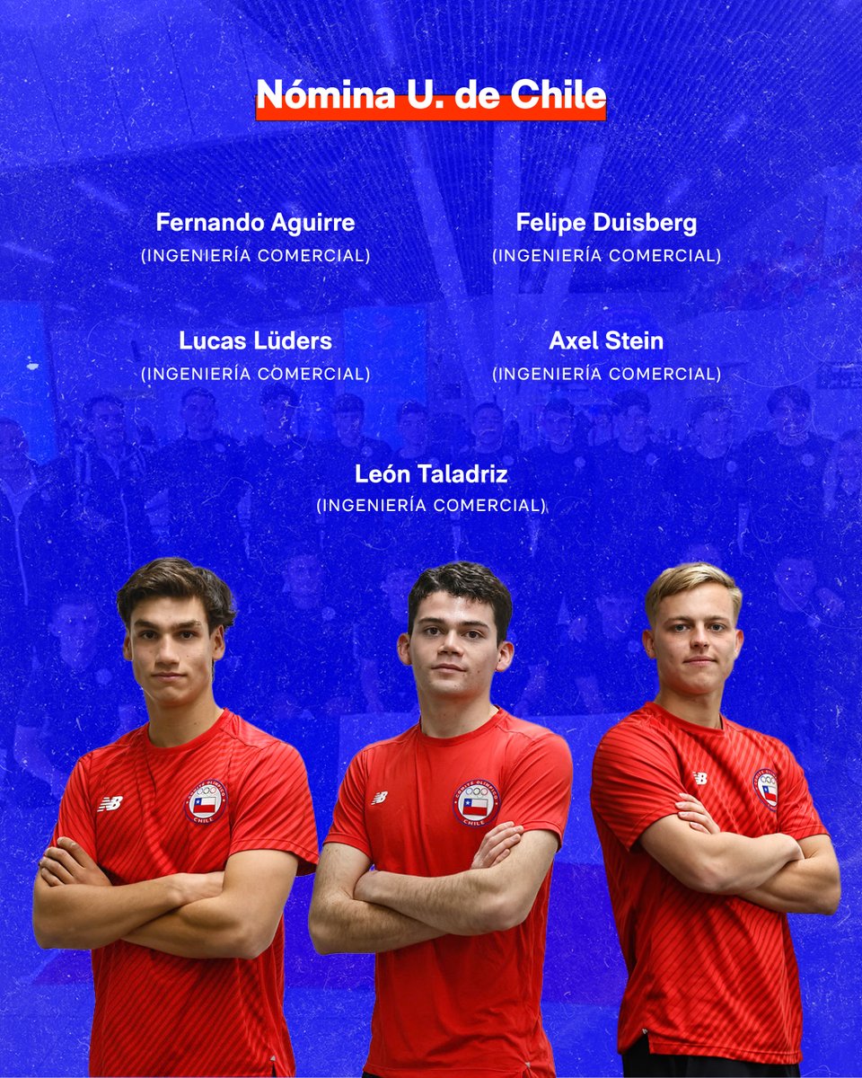 🏑🇨🇱 Cinco integrantes de la U. de Chile representarán al país en la Copa Mundial Junior de Hockey Masculino, que se disputará entre el 28/11 y el 10/12 en India 🇮🇳

👏 Felicitamos a:
Fernando Aguirre, Felipe Duisberg, Lucas Lüders, Axel Stein, León Taladriz.
¡Vamos la U! 💙❤️