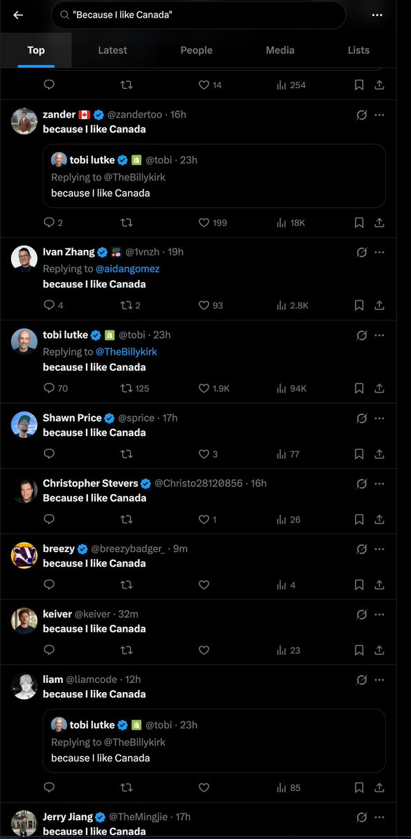 tobi's tweet image. I accidentally started the most Canadian rally cry ever