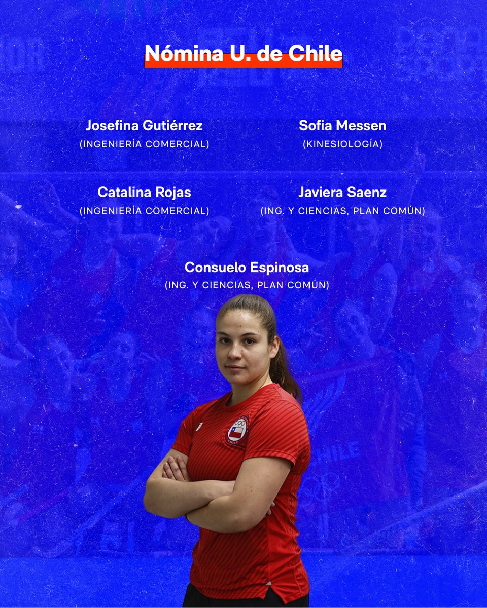 🏑Cinco estudiantes de la U. de Chile representarán al país en la Copa Mundial Junior de Hockey Femenino.
El torneo será del 1 al 13 de diciembre en el Parque Estadio Nacional 🇨🇱
👏 Felicitamos a:
Josefina Gutiérrez, Sofía Messen, Catalina Rojas, Javiera Saenz, Consuelo Espinosa.