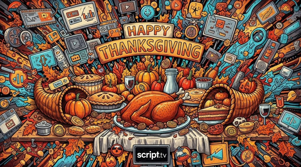 script_network's tweet image. Happy Thanksgiving to everyone celebrating! Heres to rooms filled with food....(and content of course) 🦃📺