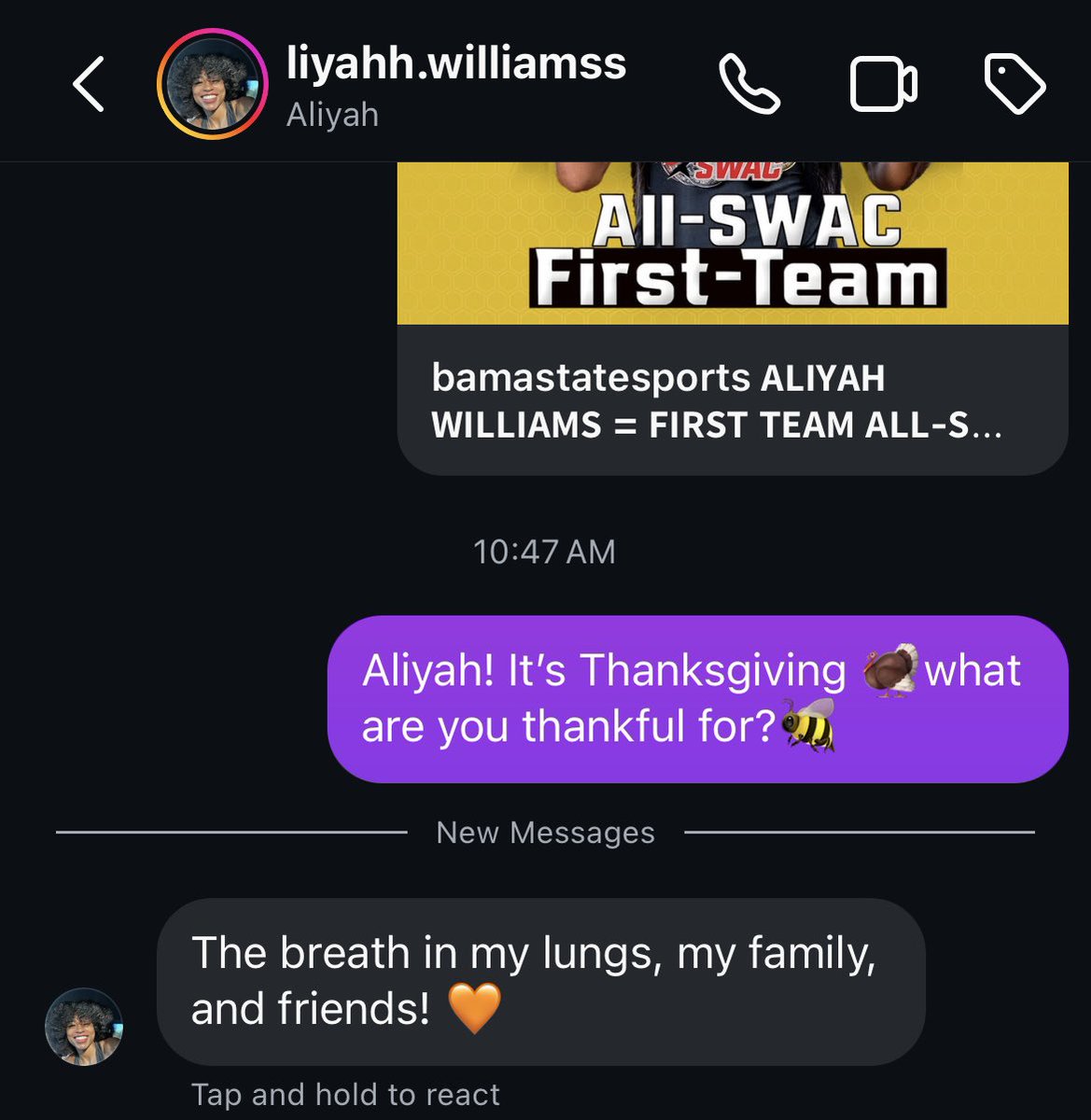 Hornet Nation, here’s what our athletes are thankful for this Thanksgiving 🐝🦃