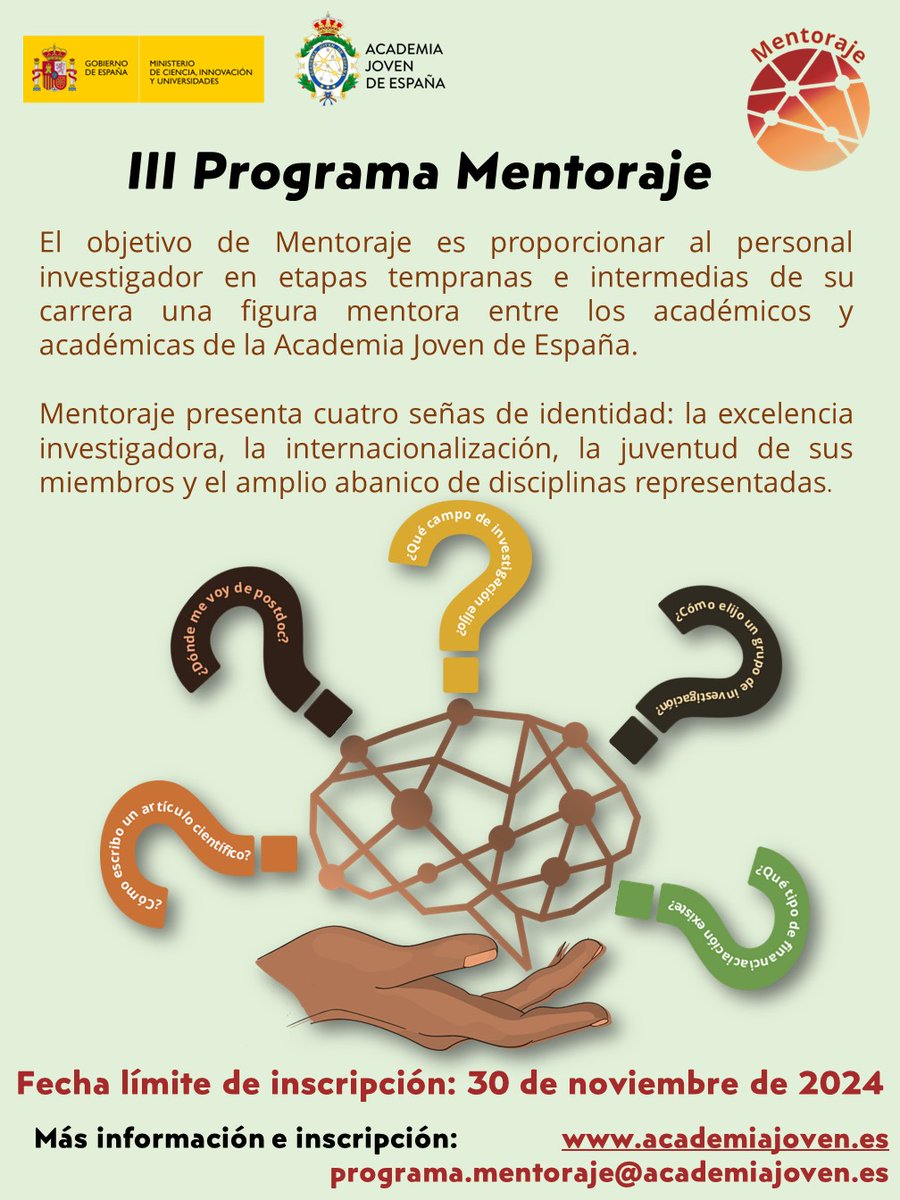 academia_joven's tweet photo. 📌 Recordatorio: Hasta el 30 de noviembre está abierta la convocatoria al Programa Mentoraje
Aquí tienes toda la información 👉https://t.co/8z0TA1XuTs https://t.co/Hi3kjvYDLj