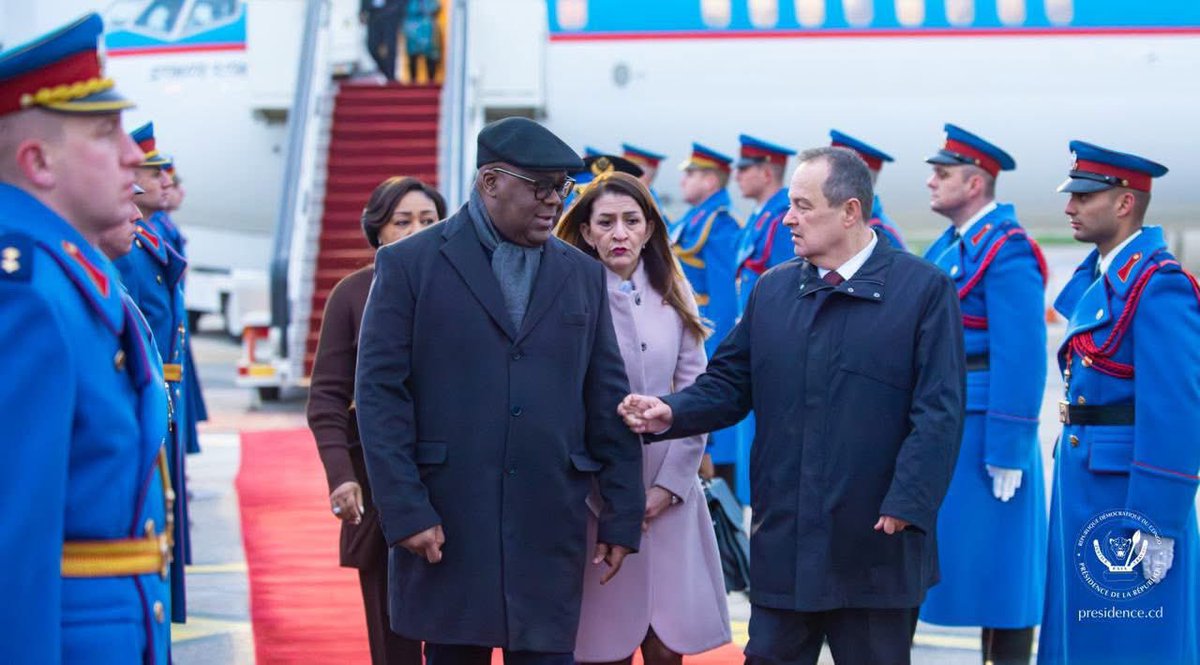 delphin_kas's tweet image. 🇨🇩✈️ RDC – SERBIE : Félix Tshisekedi en visite d’État à Belgrade

Le Président de la République, Félix-Antoine Tshisekedi Tshilombo, est arrivé ce jeudi à Belgrade pour une visite d’État de trois jours, à l’invitation du Président serbe Aleksandar Vučić.
Il est accompagné de la…
