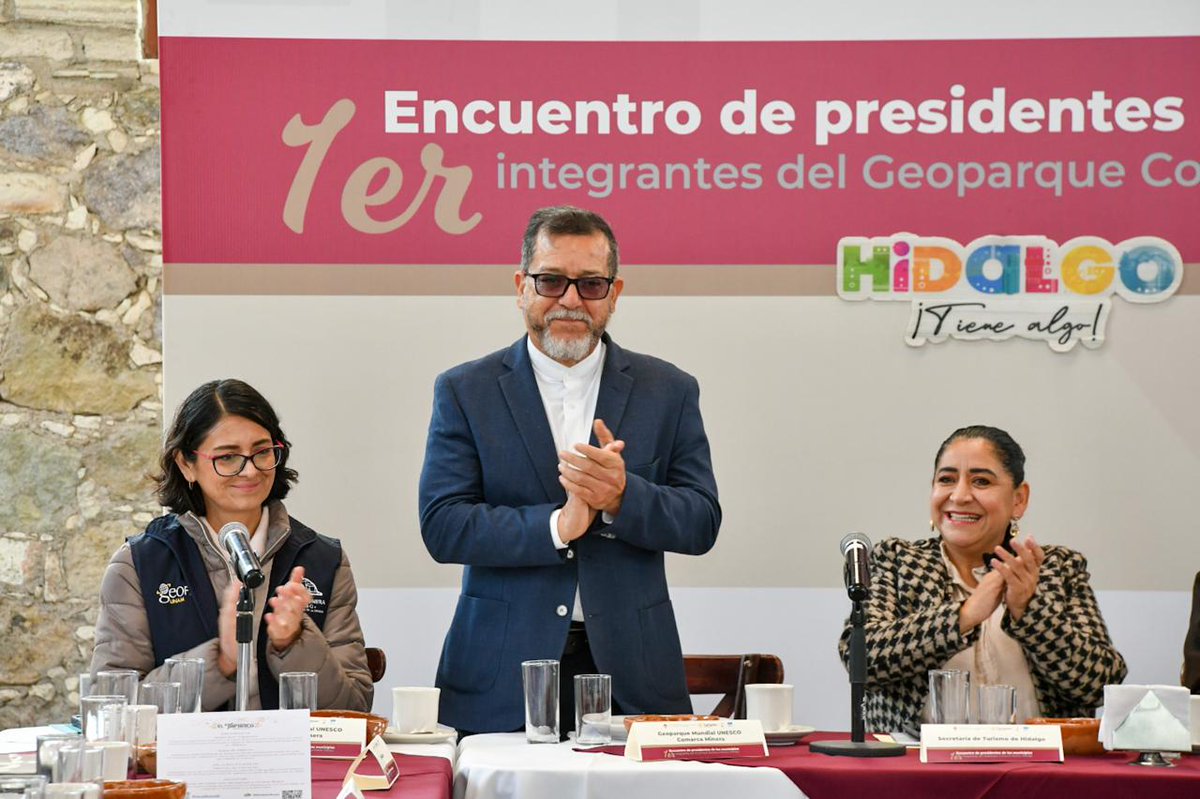 SECTURHidalgo's tweet image. Desde SECTURH participamos en el 1er Encuentro de Presidentes del Geoparque Comarca Minera, fortaleciendo el trabajo conjunto para impulsar el turismo y el desarrollo sostenible.

Seguimos promoviendo la riqueza natural y cultural de Hidalgo. ✨

#HidalgoTieneAlgo