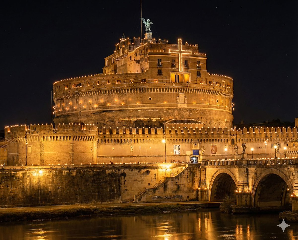 1 novembre 1950, viene illuminato con ceri Castel S. Angelo❤