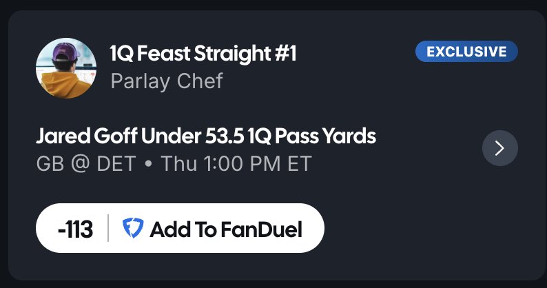 🔥 BANG BANG! 🔥

We could’ve taken Under 0.5 1Q Yards and we still would’ve cashed!

👀 I’ll be rolling my winnings over onto the next part of the feast…

Access it on GameScript:

➡️ gamescript.ai/?code=chef

🔥 Let’s keep eating!