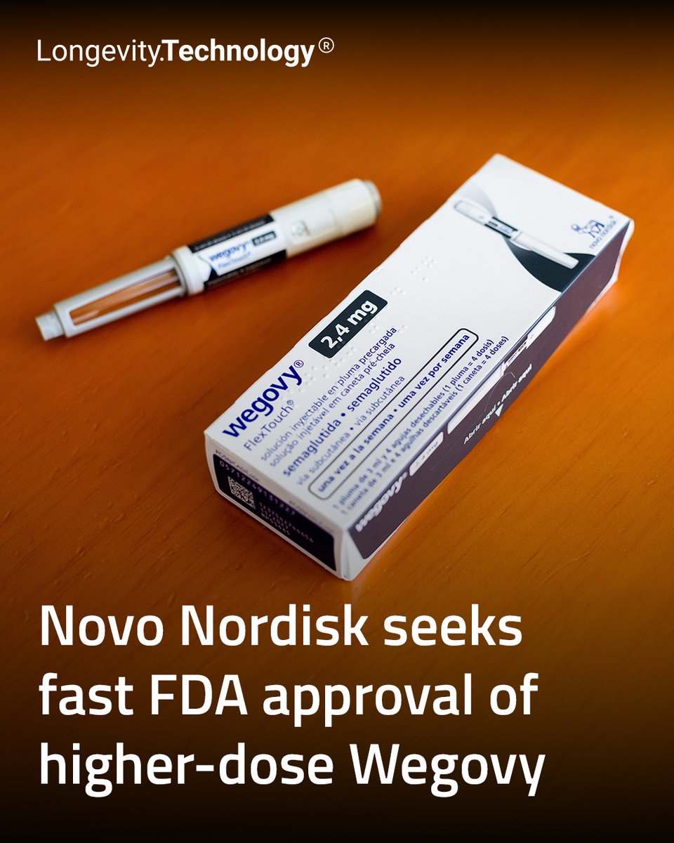 LongevityTech's tweet image. Novo Nordisk has filed for FDA approval of a higher-dose Wegovy injection, backed by strong trial data and a national priority voucher.

longevity.technology/news/novo-nord…

#longevity #obesity #drugdevelopment #GLP1 #healthtech #biotech #metabolichealth