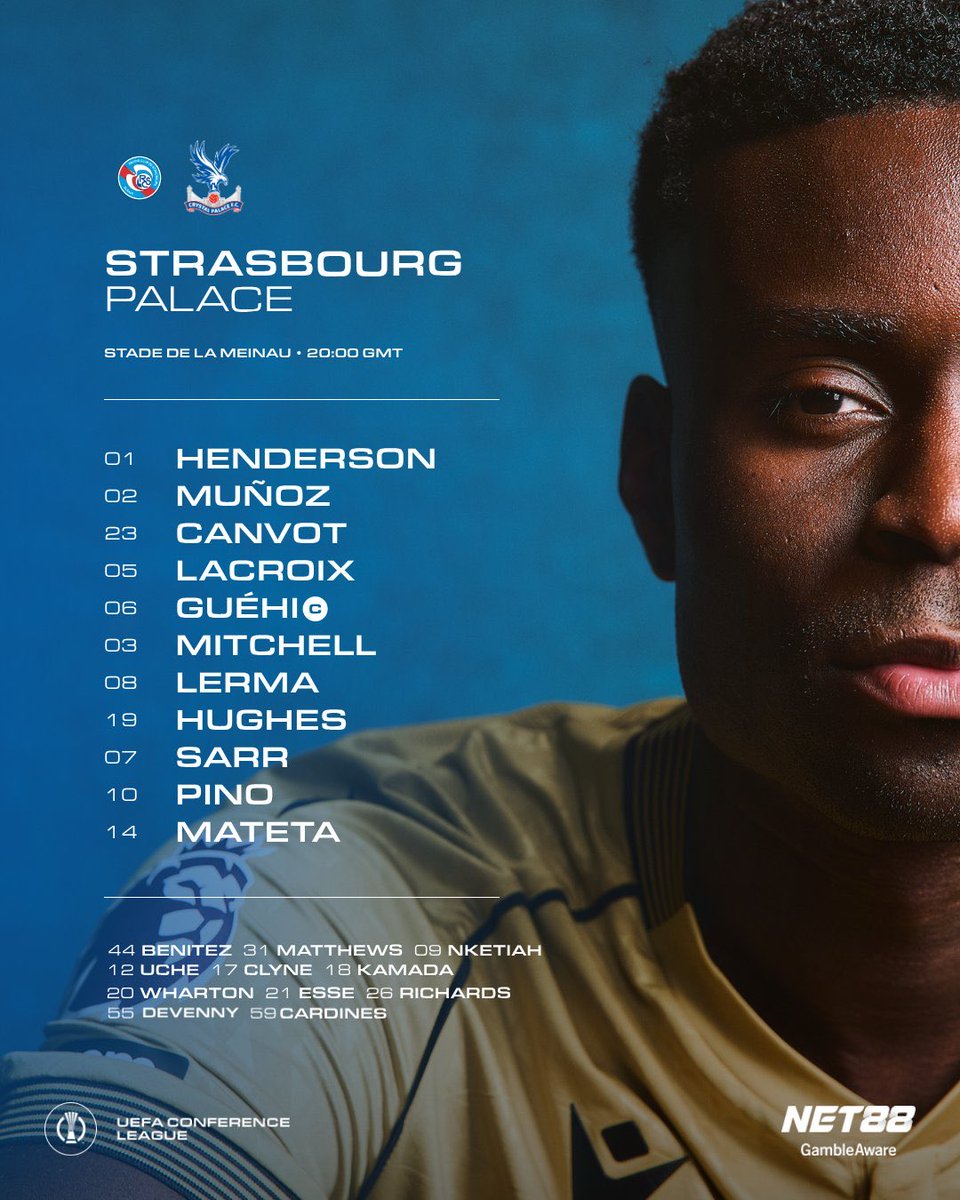 xO1729's tweet image. تشكيلة كريستال بالاس لـمواجهة ستراسبورغ بعد قليل، تشكيلة اساسية تقريبا مع اراحة اسمين او ثلاثة 👀

— يجون الأحد مُرهقين 🤲